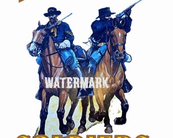 11 x 14 High Res  Digital Instant Download Buffalo Soldiers Artwork for apparel. drawing, totes, jackets, books etc.