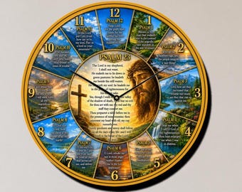 23rd Psalms and the First 12 Psalms Clock Bible Verses Quotes Scripture Old Testament Designer Clocks