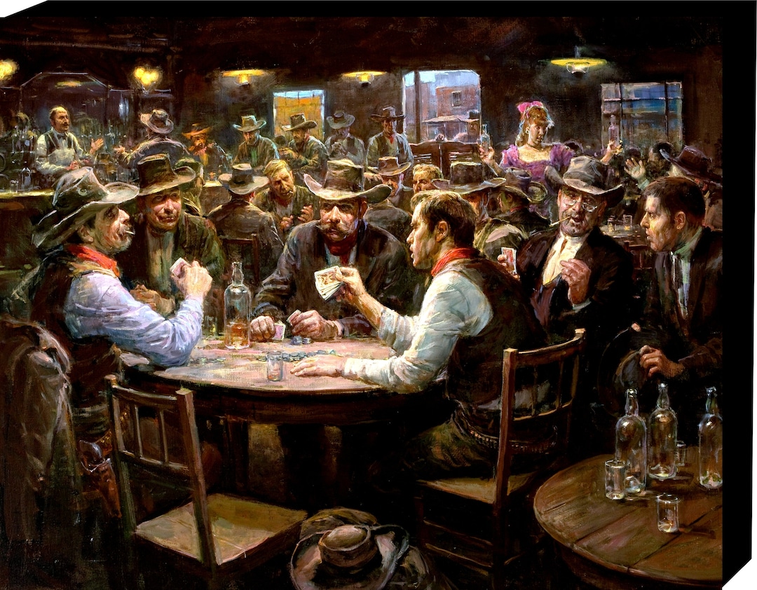Doc Holliday Poker 38 X 50 Inch Canvas Wrap Print Vintage Oil Painting