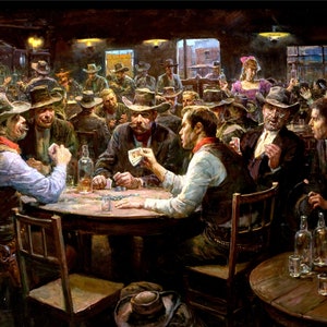 Doc Holliday Poker 38 x 50  Inch Canvas Wrap Print Vintage   oil painting print art Old West Cowboy Tombstone