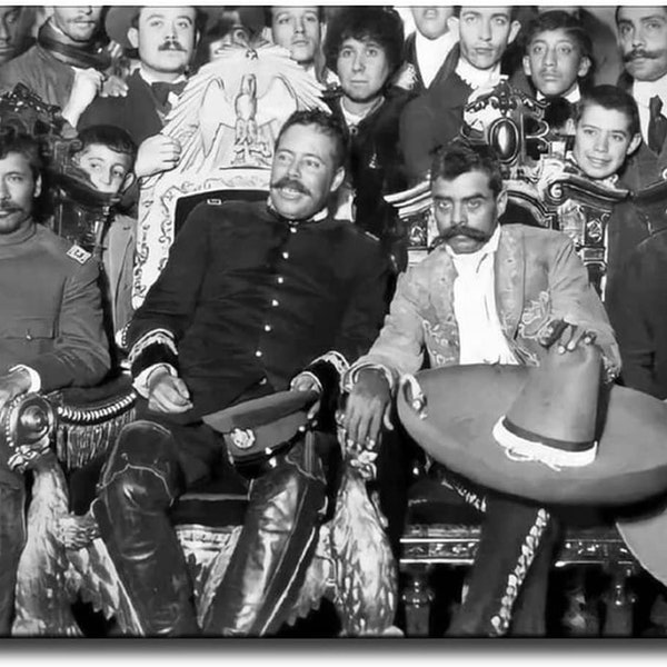 Pancho Villa / Emiliano Zapata Mexican Revolution and his soldiers 7  X 10 Photo