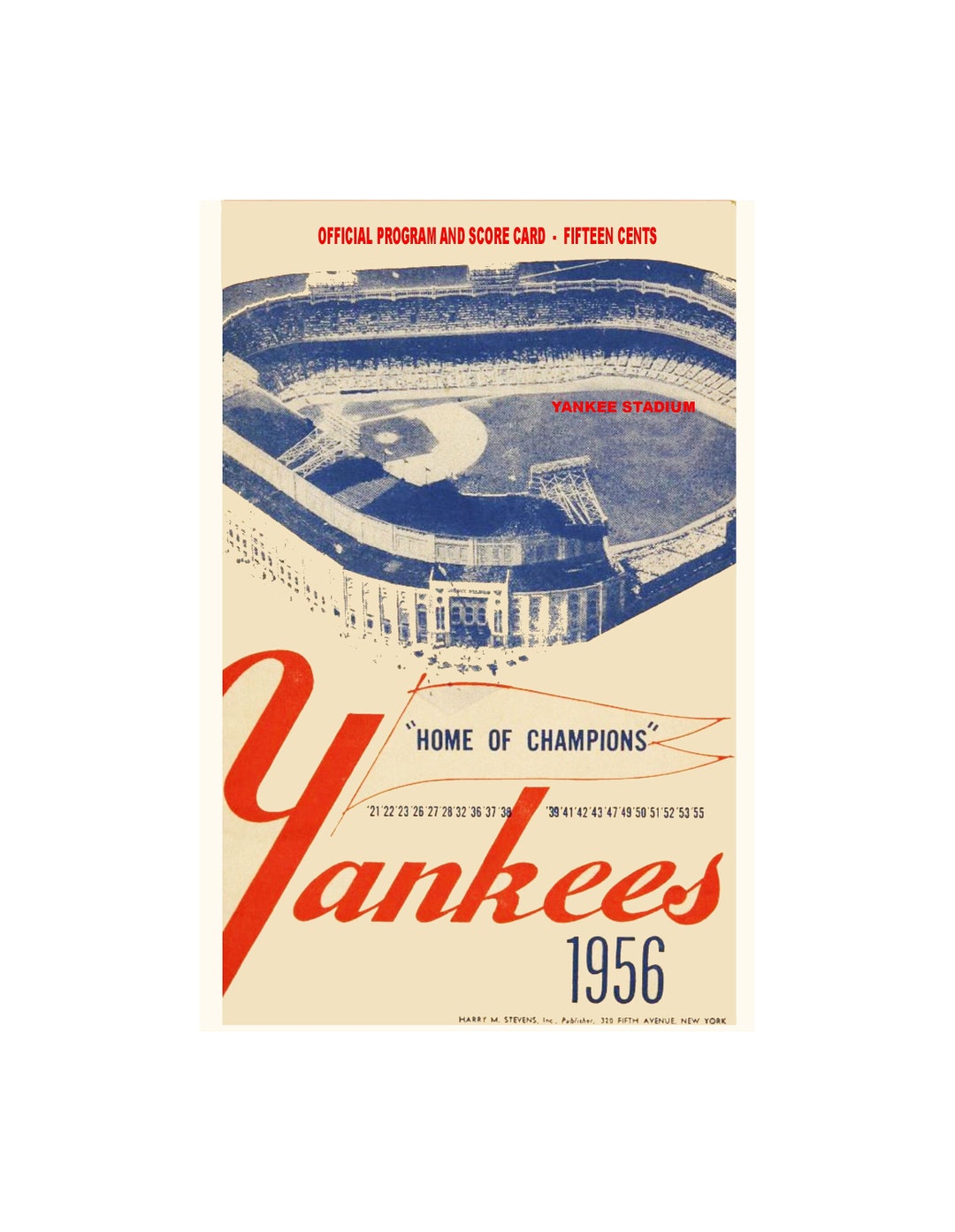 1956 Scorecard New York Yankees 16 X 20 Baseball Card Prints &amp; Sports ...
