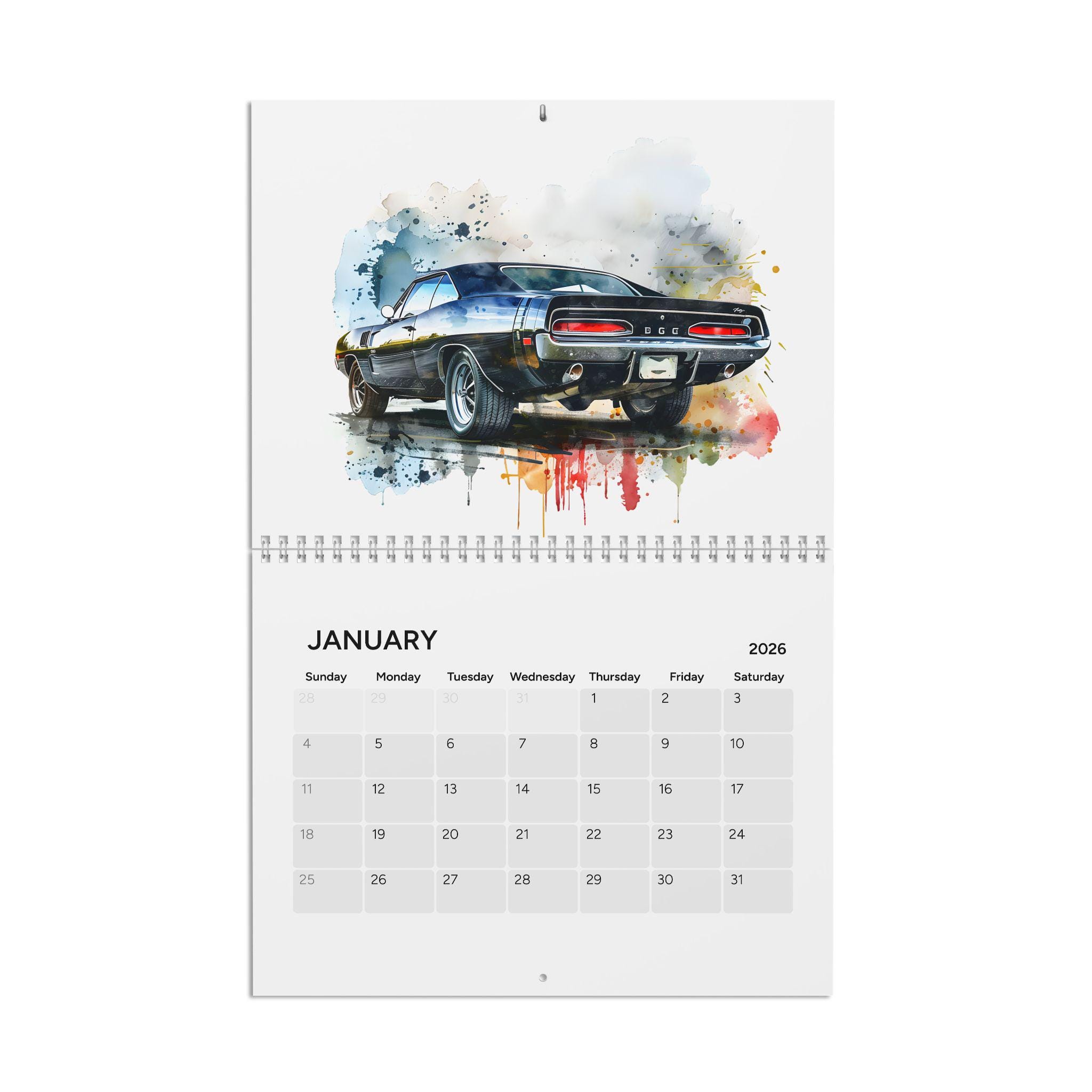 American Muscle Cars 2025 12x24 Inch Wall Calendar - Monthly Square With Foil Cover