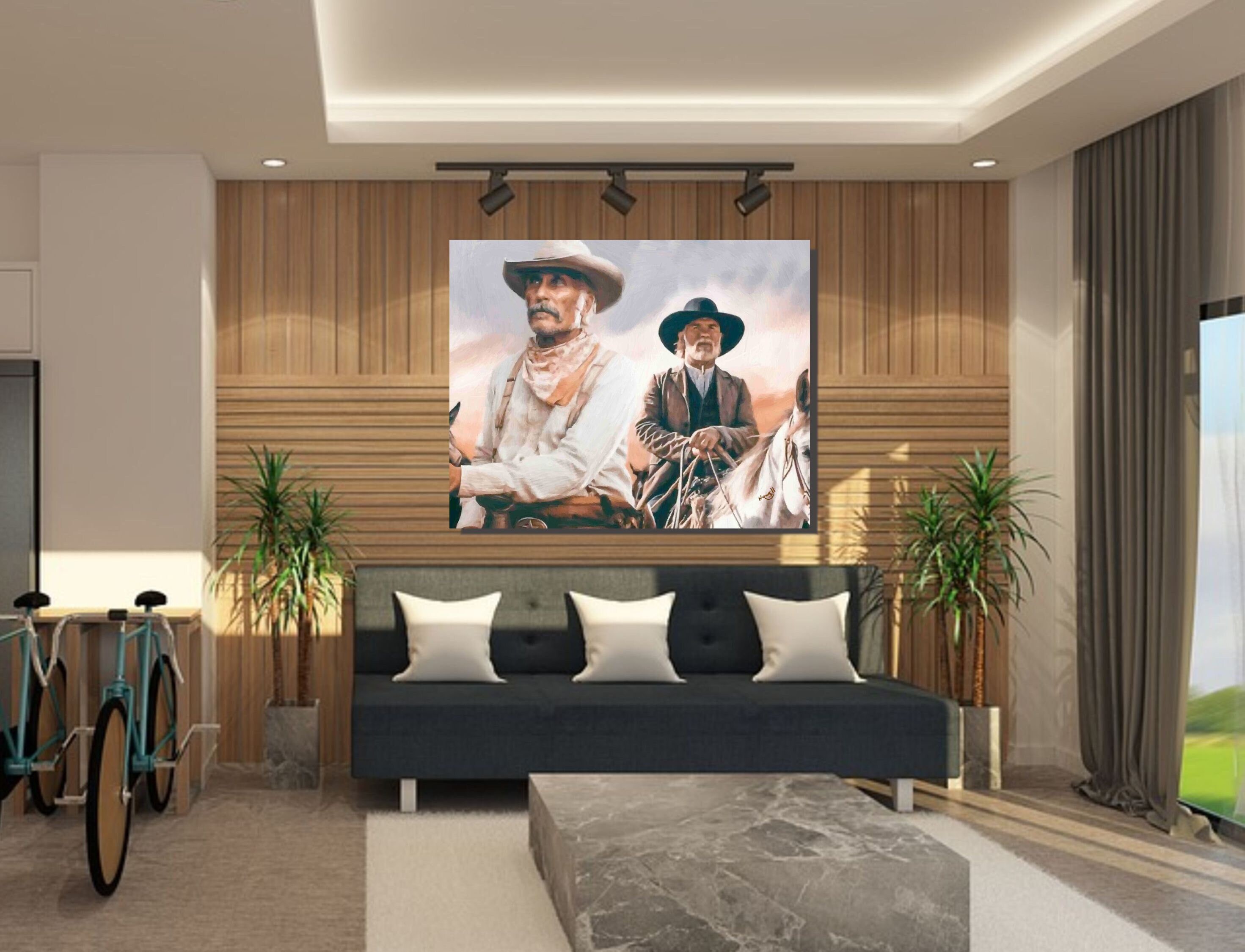 Lonesome Dove  Leaving Texas 38 x 50 Inch Canvas Wrap Print Vintage Old West cattle drive Art retro Vintage   Cowboy Movie Oil Painting