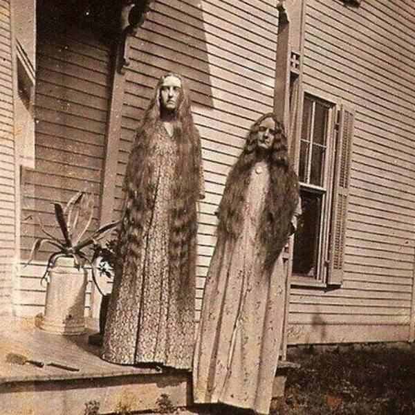 Creepy Long Hair 5 ft Long Two Girls 1891 8 x10 Photo Weird