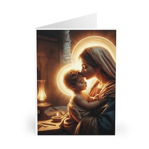 Pacchetto di biglietti religiosi di Madre Maria e Gesù Bambino, Nascita di Madre e Figlio