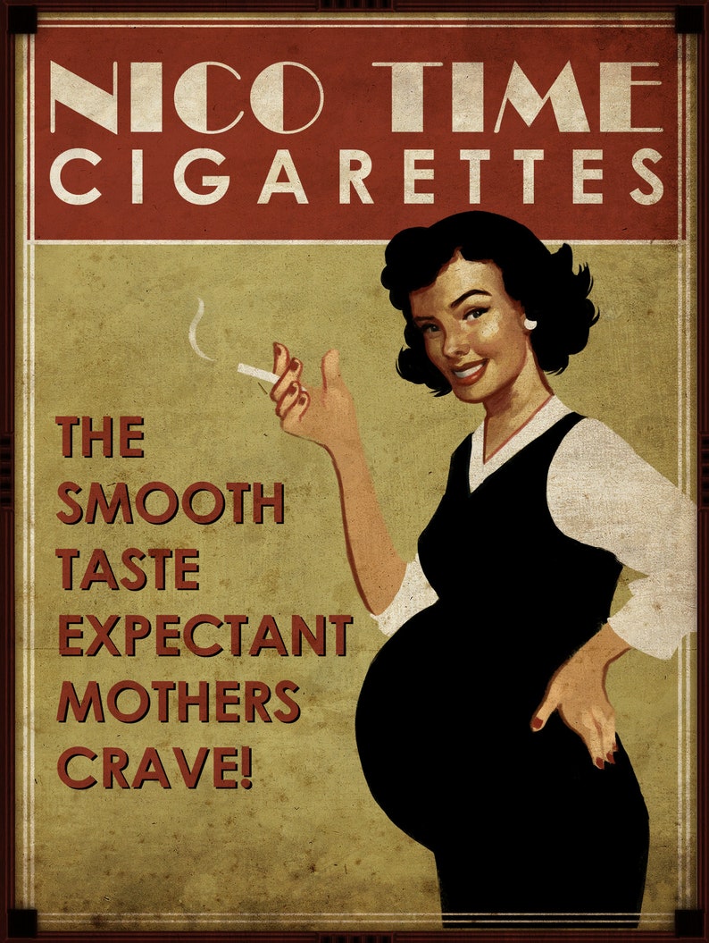 8 x 10 Photo Print Nico Time Cigarettes Expectant Mothers Crave Vintage Old Advertising Campaign Ad image 1