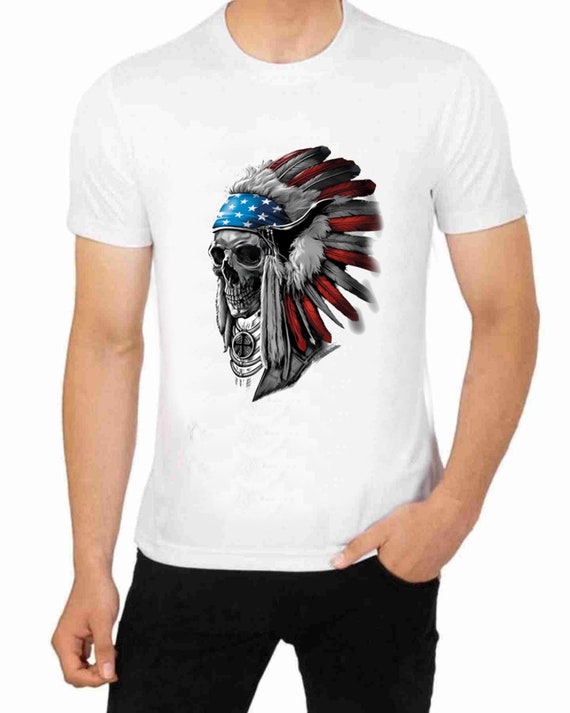 Patriotic Flag and Skulls T Shirt for Men - Main Image