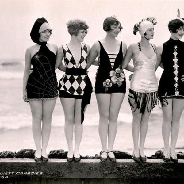 Bathing Suits ofthe Day 1910 WOW Such risky Behavior LOL  8 x10  Vintage old Photo On Fuji Film Gloss Paper Rare Find