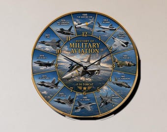 History of Military Aviation Plane Jets Wall Clock Stunning Art Bomber B1 B17 B@( F 14 F22  F35 Stelth
