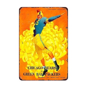 Chicago Bears Vs Gren Bay  Packers Show Program Cover Art  Vintage all Metal Tin Sign sizes up to 12 x 18 Vintage Advertising