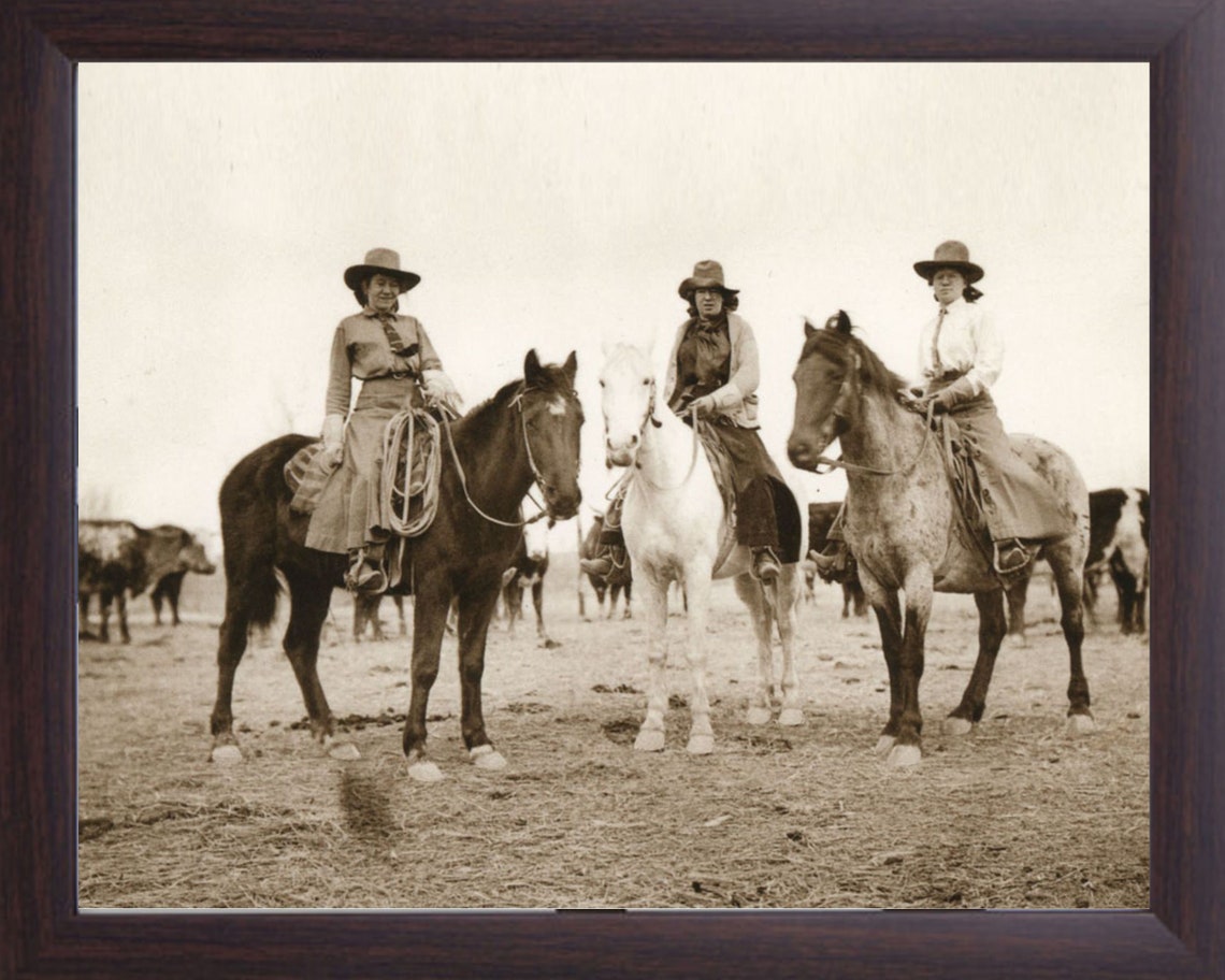 Western Rodeas Old West Rodeo Cowgirls Framed Photo Pirnt, Western 8 X 10 Photo Old ...