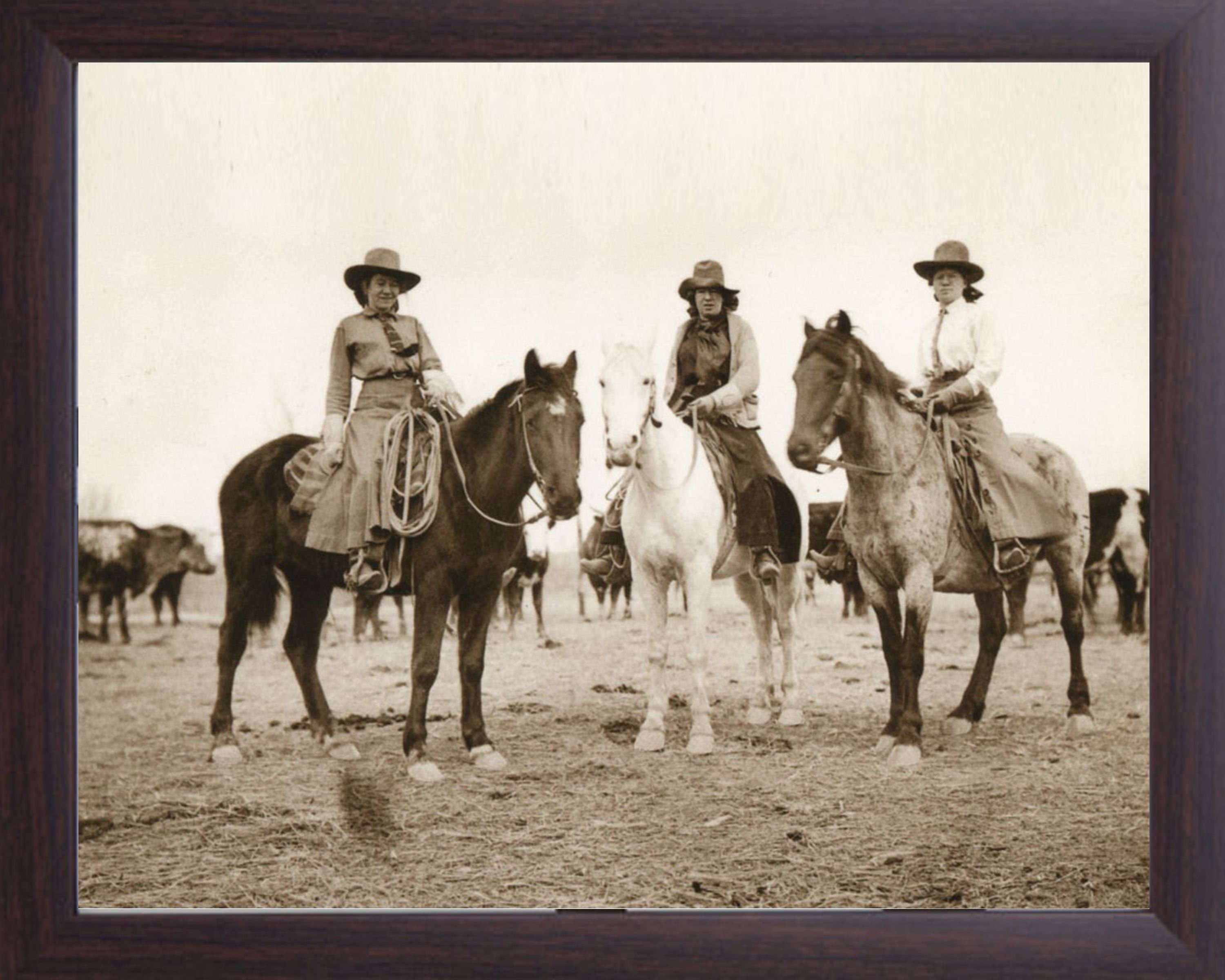 Old West Rodeo Cowgirls Framed Photo Pirnt, Western 8 X 10 Photo Old ...