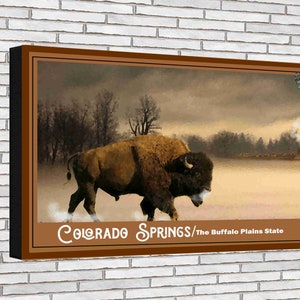Colorado Springs The Buffalo Plains State  and the Buffalo wilderness Area Art Prints 12 x 18 Painting Printed with  Giclee Process