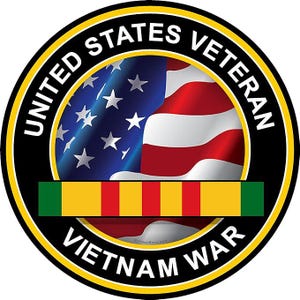 Vietnam Veteran 3 inch Diameter Iron On Patch  Patriotic soldiers Marines Army Navy Air force