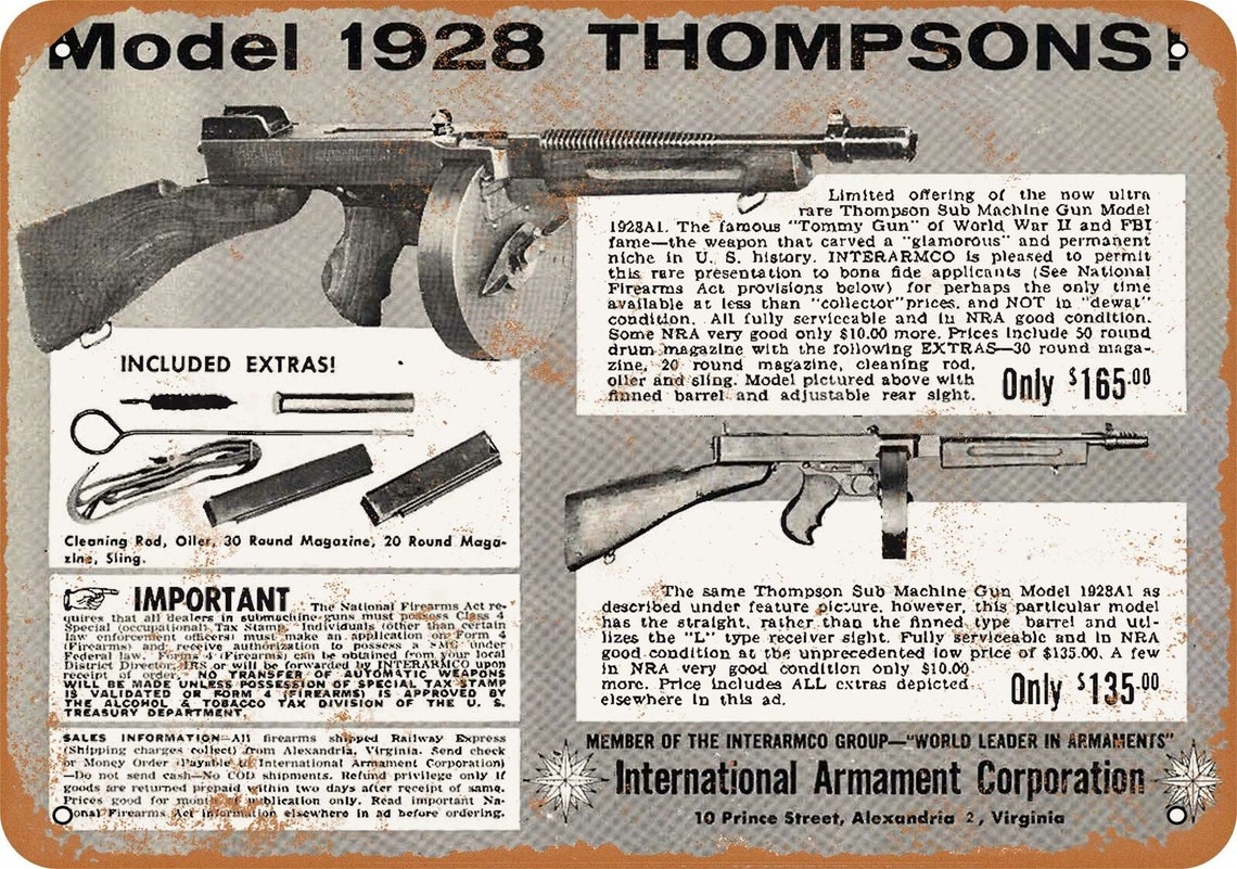 8 x 10 Photo Thompson Machine Gun Advertising 1928 Etsy