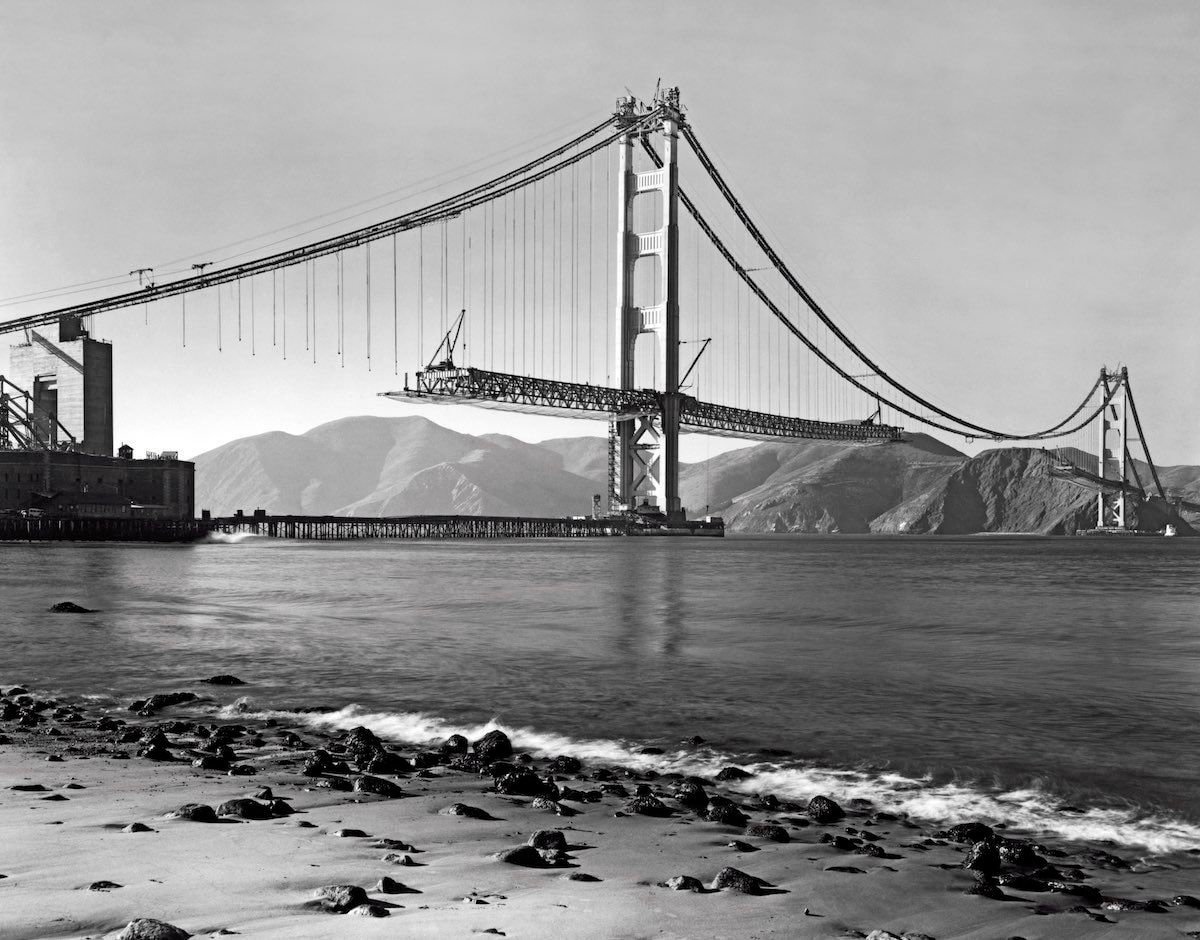 ゴールデンゲートブリッジ建設中 8 x 10 写真（額装オプションを追加