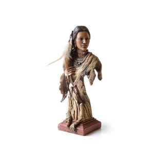 Indian Sculpture Native Indian Maiden Old West theme Western decor  Mini Sculpture 12 Inches Tall