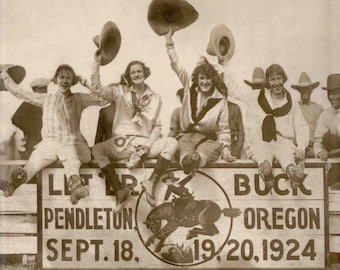 Rodeo COWGIRLS  Let er Buck Pendleton Rodeo  8 x10 photo