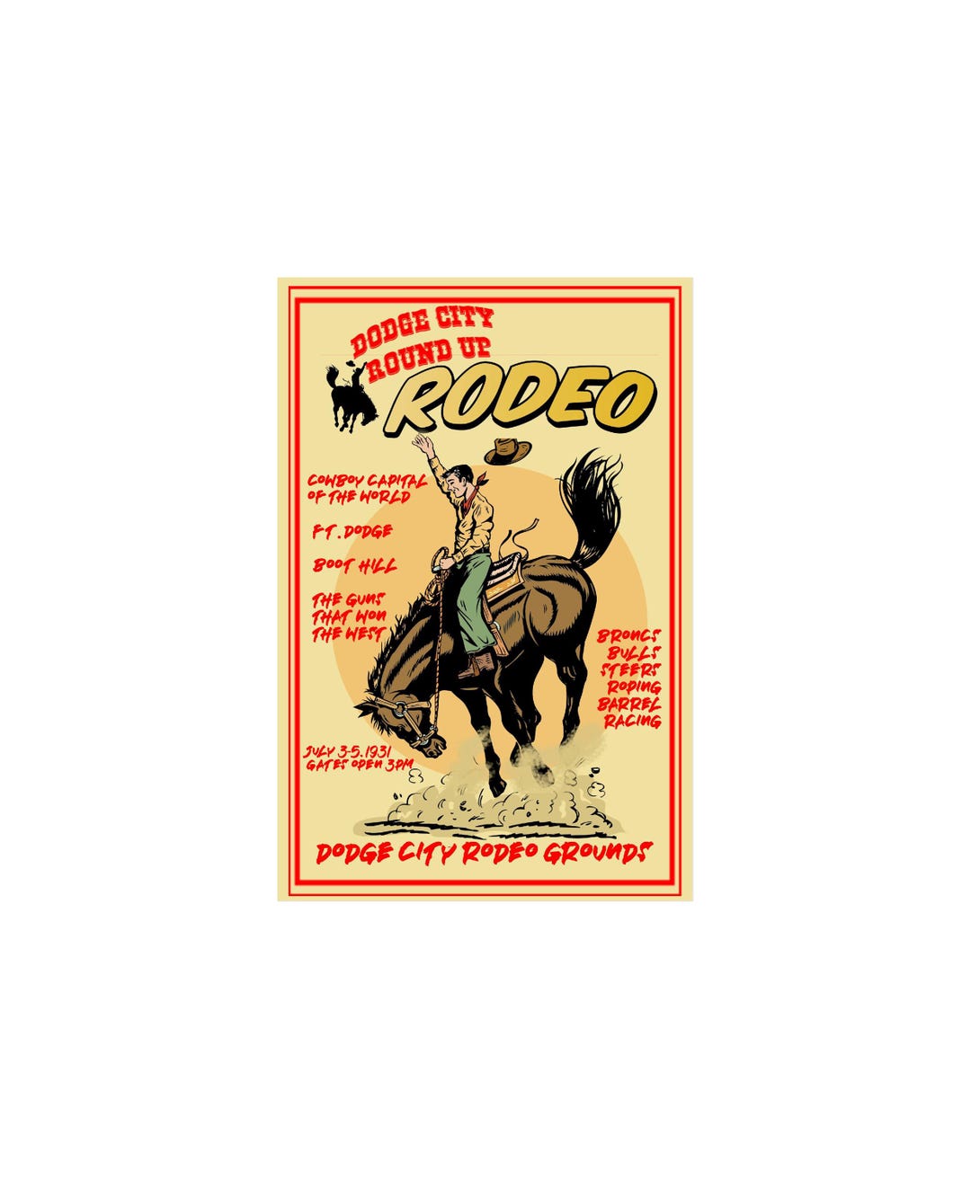 Old Time Rodeo Sign Dodge City Rodeo 12 X 18 Metal Tin Sign Vintage Retro Signs of the Past ...