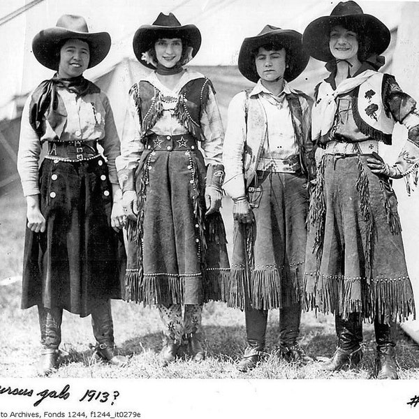 Tin Sign Retro 8 x 12 Or 8 x 10 Photo  cowgirl fashions early 1900s Ladies of the west love cowboy events and rodeos