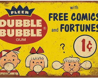 8 X 12 Vintage Metal Tin Sign Double Bubble Gum 1 Cents Vintage