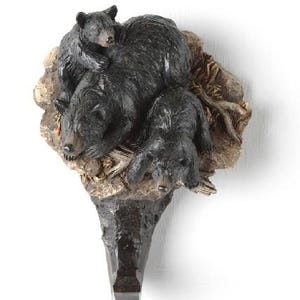 Black Bear & Cub  Wall Hook Theme Rocky mountain Animals  hand made and painted 6" Clothes shirts and hat Racks