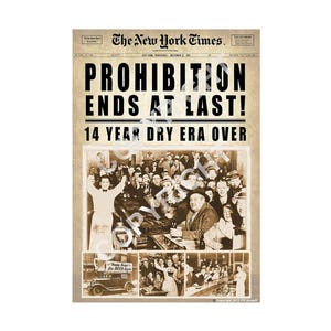 Titular de periódico: Fin de la Ley Seca. Póster vintage XXXL de 12 x 18 pulgadas.