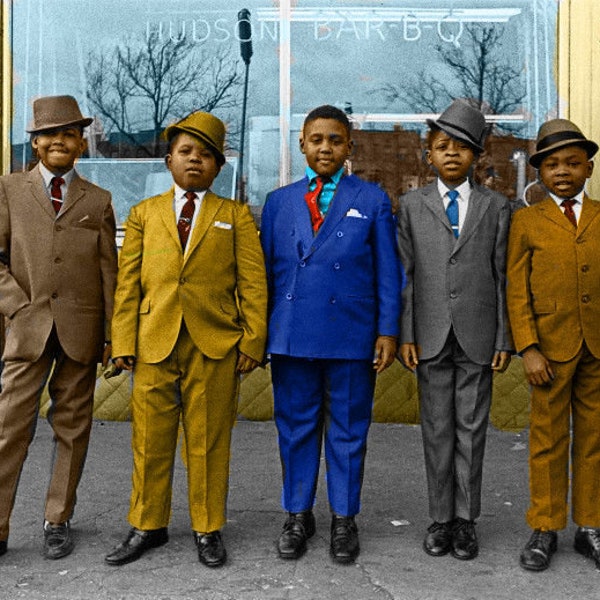 1941 - 5 Young Boys Well Dressed in their Sunday Best Suits 8 x10 Photo African American young men african american wall art
