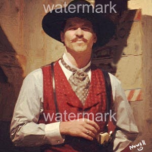 Peinture à l'huile art pierre tombale Doc Holliday Téléchargement instantané impression d'art célébrité et posters 20 x 20