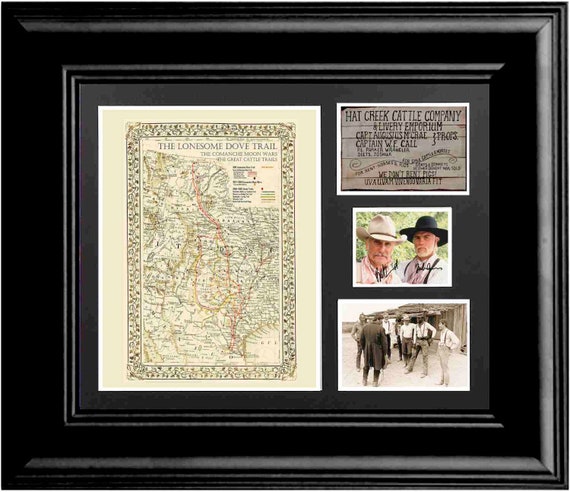 Lonesome Dove Map Framed Lonesome Dove Trail Map And Photo Collage Signed 16 X20 Framed | Etsy