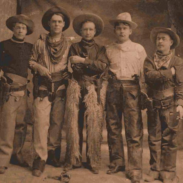 Vintage Old West 5 Cowboys  8 x10 Photo