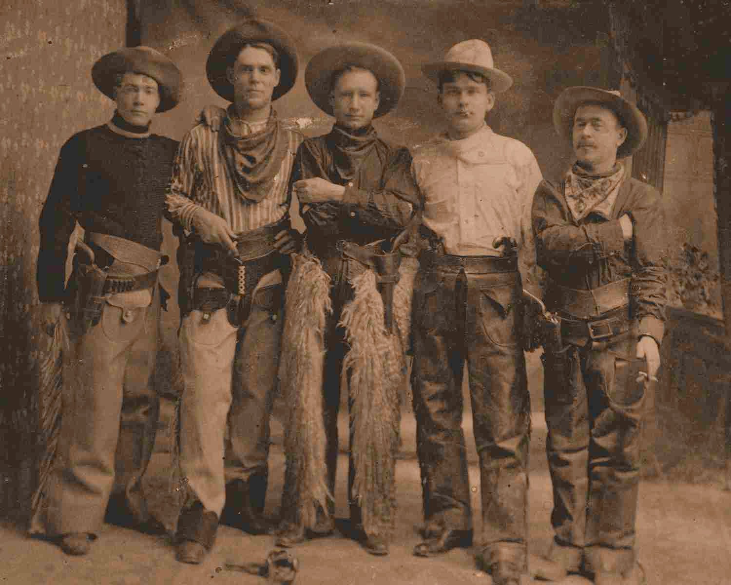 Vintage Old West 5 Cowboys 8 X10 Photo 