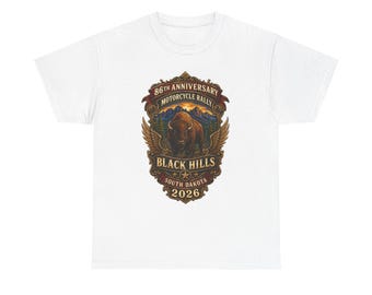 Sturgis Motorcycle Rally 2026  Art T Shirt Black Hills So. Dakota Buffalo Art