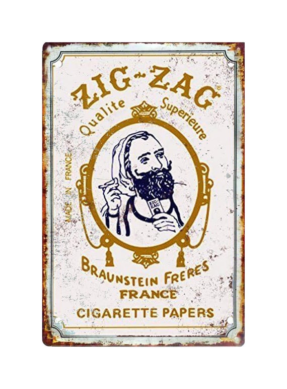 Zig Zag Cigarette Roll Paper Sign up to 12 X 18 Inches Vintage