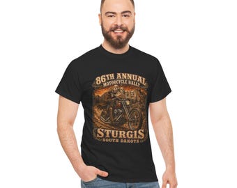 Sturgis Motorcycle Rally Art T Shirt 2026 Skelton Skull Face Biker Hawg Art