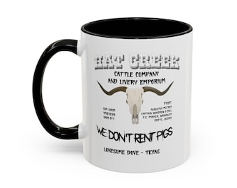 Taza de café con temática del Viejo Oeste de Lonesome Dove Hat Creek Cattle Co.