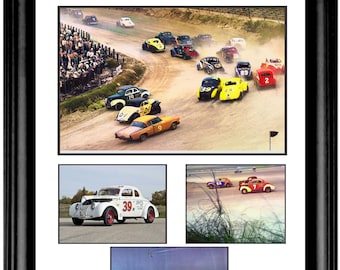 Impresión artística enmarcada de la galería DATTONA 500 Carreras de autos de serie en la playa Los primeros días de las carreras de Daytona