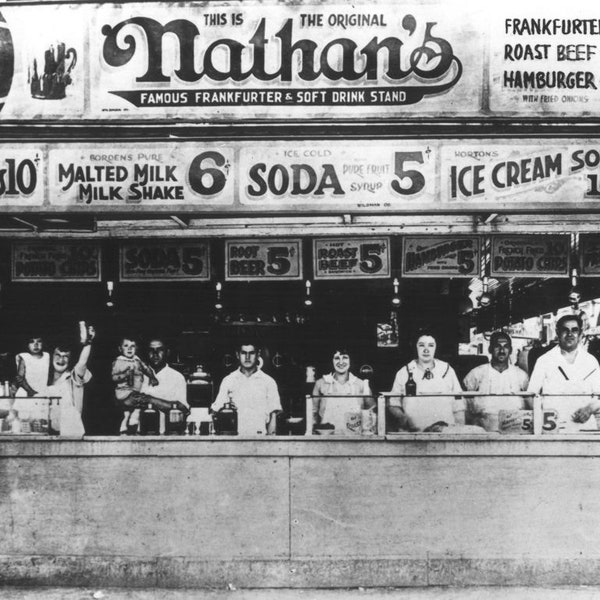 Nathans Hot Dogs 1910 New York Coney Island distressed photo Large Prints Available Photo