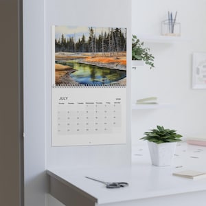 Wall Calendar (2026) Wilderness Mountains Rivers Lakes Strerams Trees Painting Art