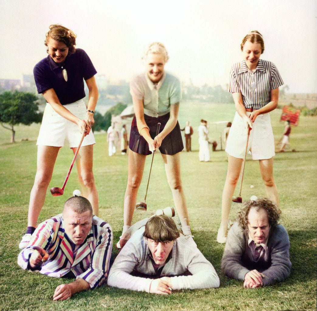 Three Stooges X 10 Photo Golf Lesson With the Ladies Best Omedy