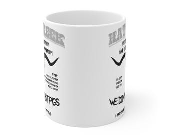 Taza de café Lonesome Dove de Hat Creek Cattle Co. No alquilamos cerdos. Arte vaquero.