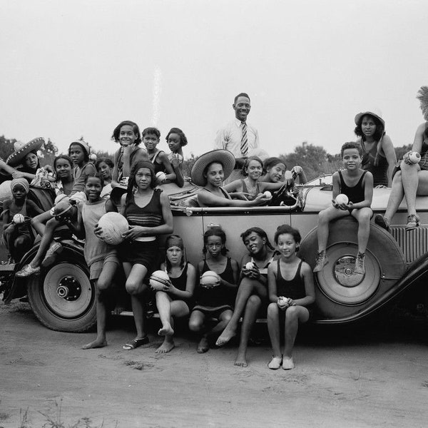 Histoical Photo ArtAfrican American 8 x 10 photo group of beach goers 1938 african american wall art