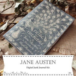 Jane Austen Digital Junk Journal Kit, Digital Download, Printable, Scrapbook, Vintage, Books, Shabby Chic, Cottagecore