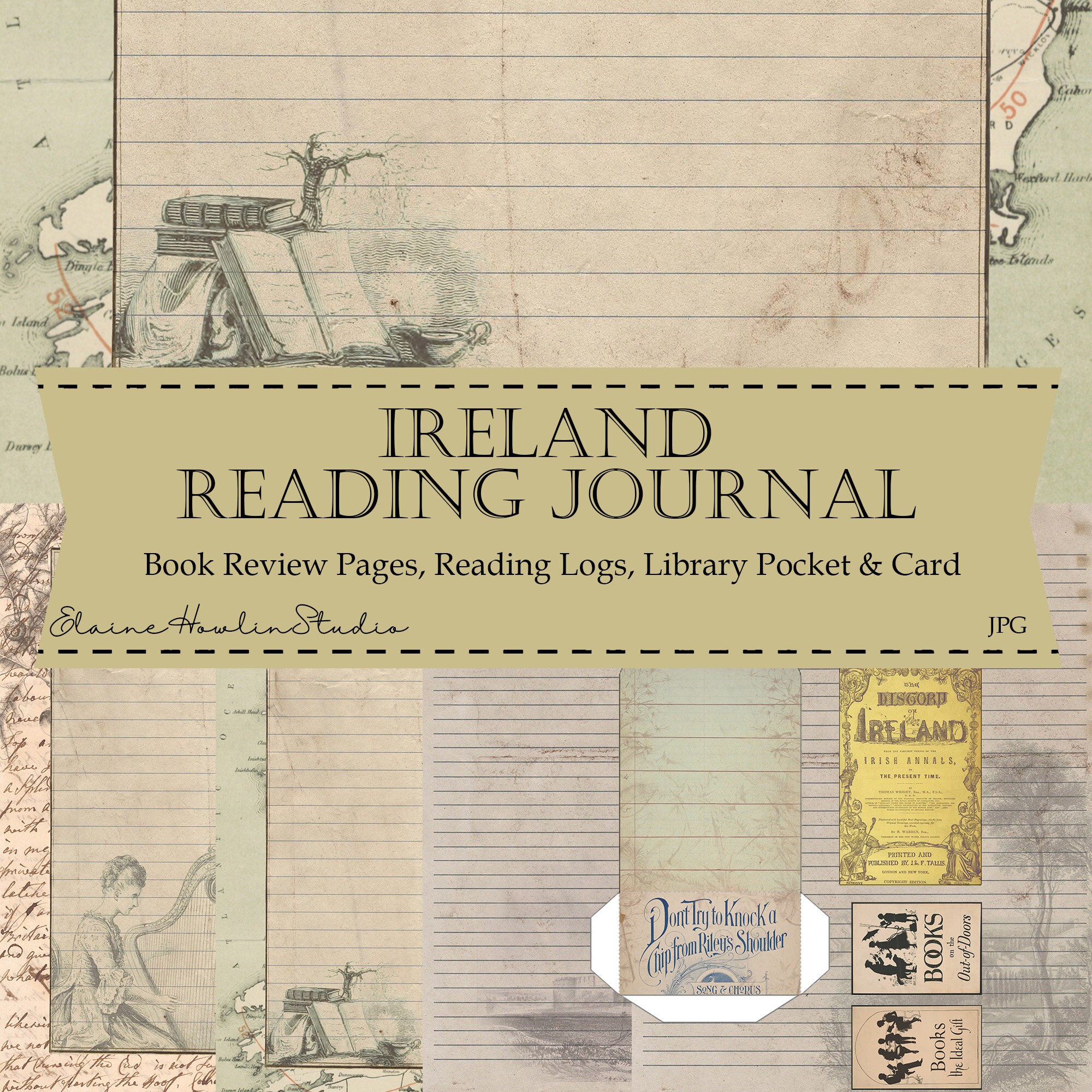 Ireland Reading Journal Review and Log Pages Junk Journal Kit Etsy