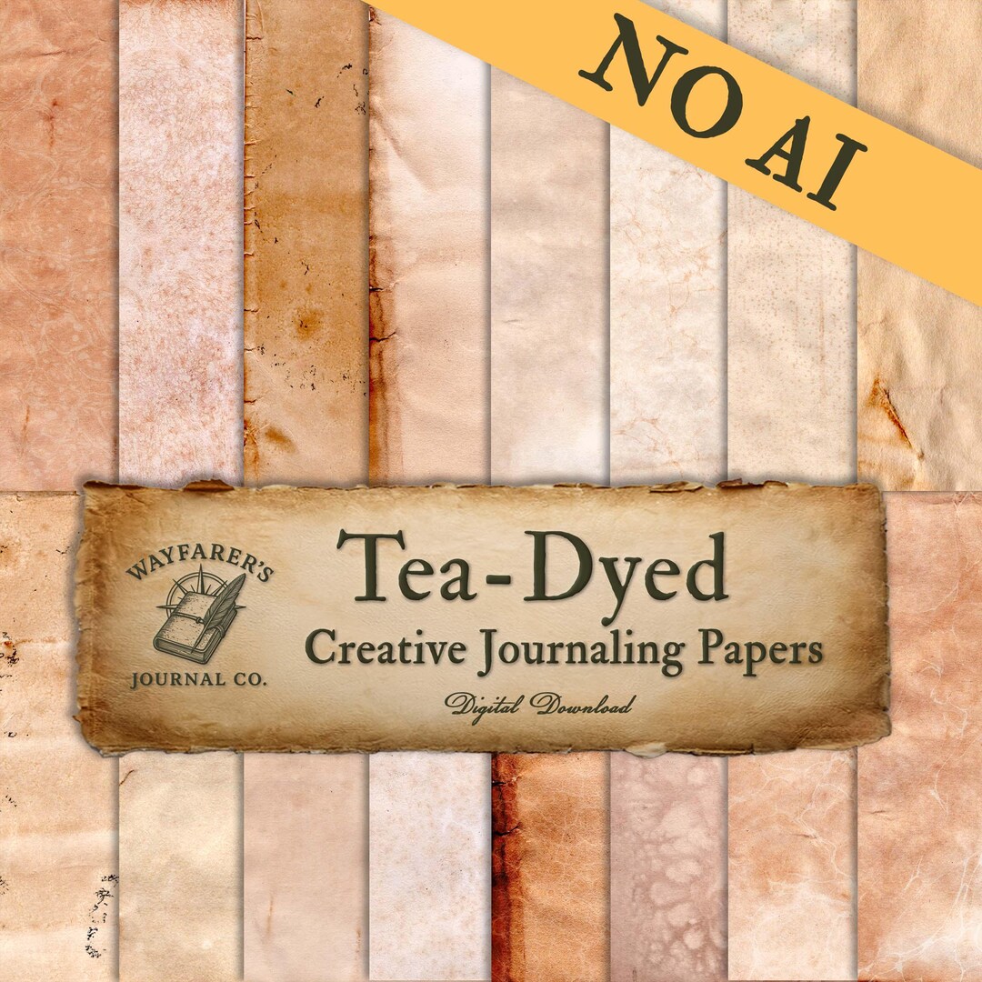 Te Stained Paper Vintage Tea Stained Paper: A4 Printable for Junk Journals (digital ...