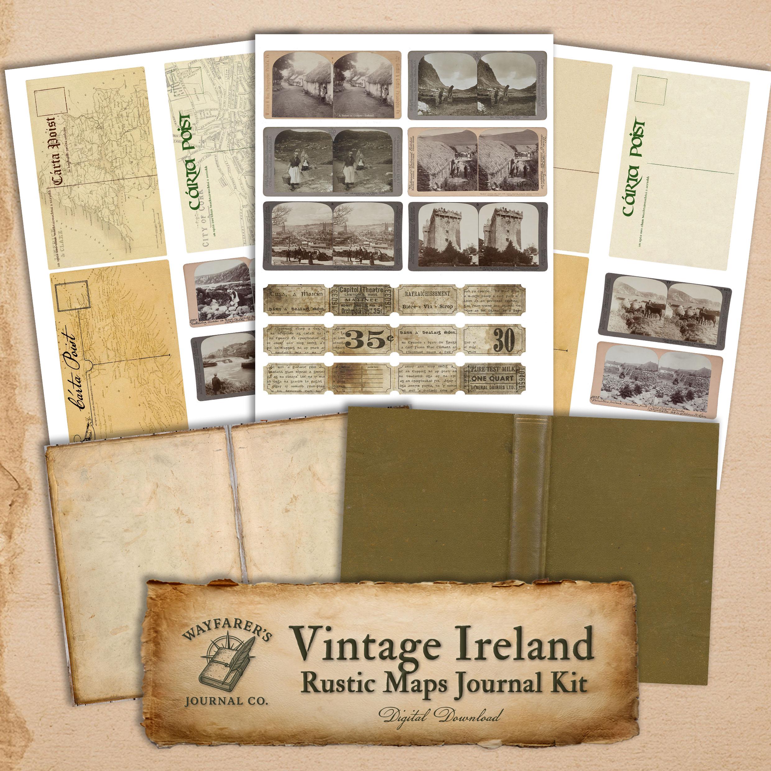 Rustic Irish Map Irish Vintage Maps Journal: Preserving Ireland's Rich History With a ...