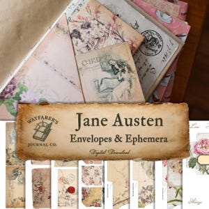 Jane Austen Envelopes & Ephemera - Digital Journaling Kit | Regency Era Vintage Printables | Bridgerton Inspired Crafting Supplies