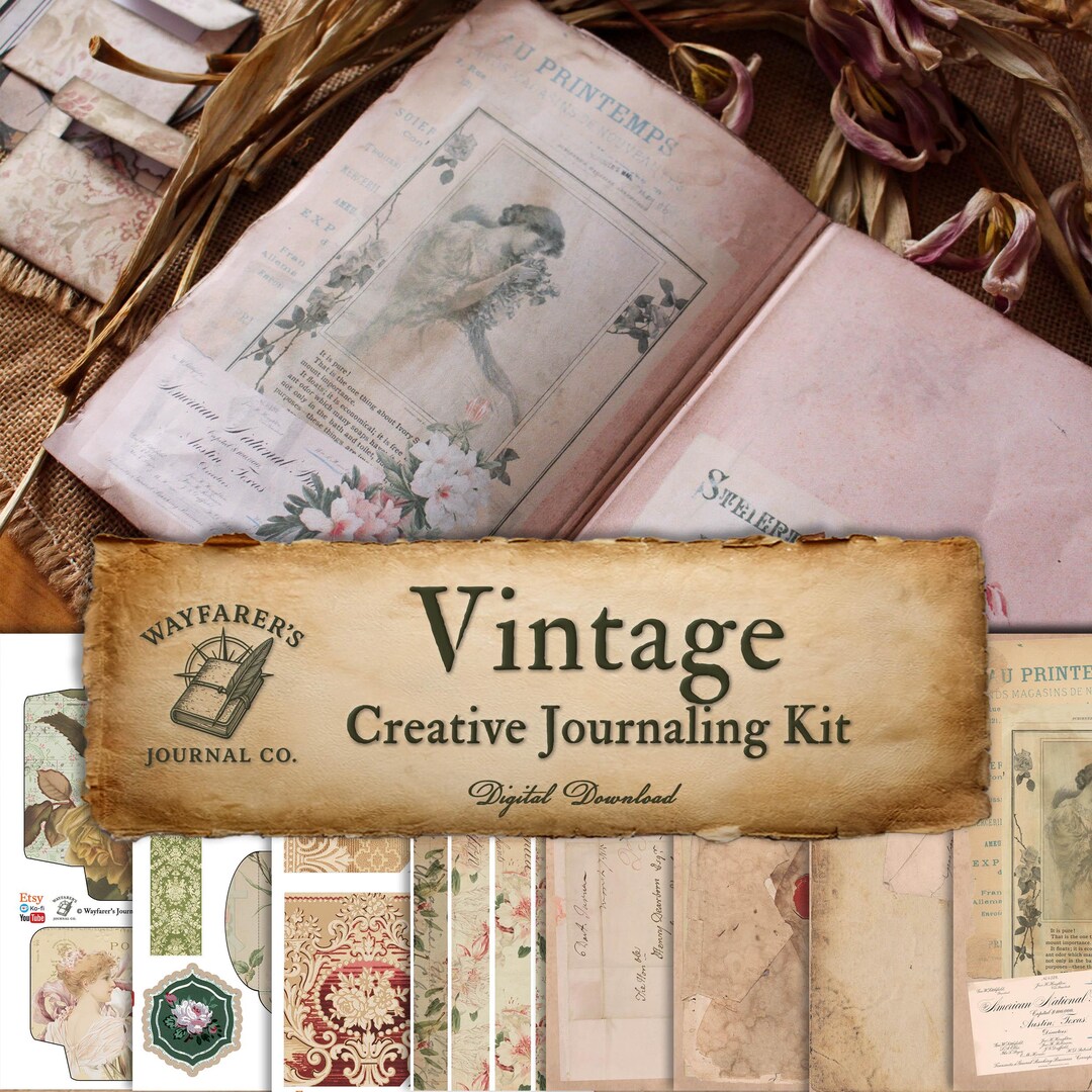 Rustic Vintage Junk Journal Kit: Shabby Chic Ephemera (digital Download ...