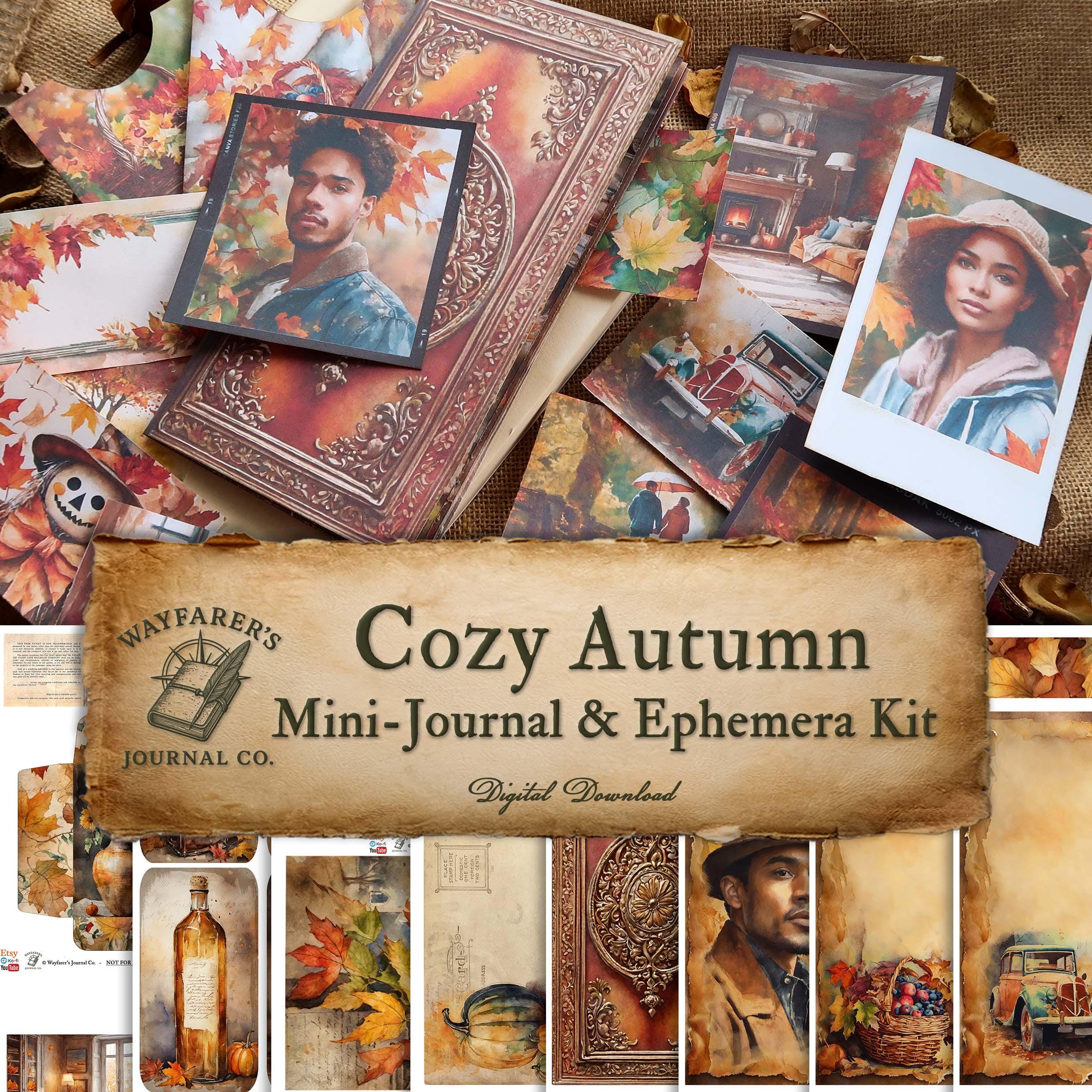 Cozy Autumn Mini Journal Kit: Scrapbook Ephemera (digital Download